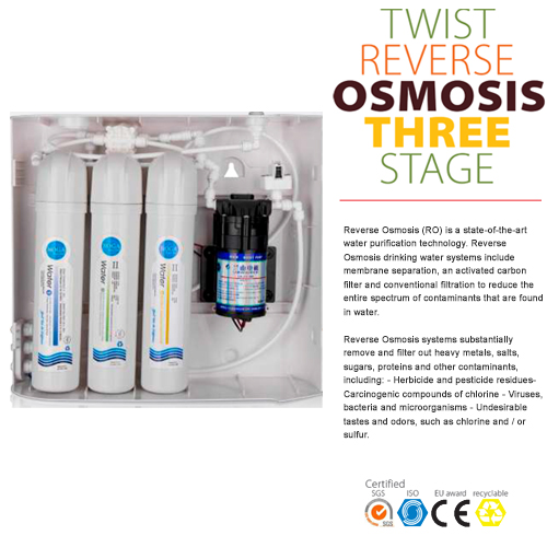 3 stage Reverse Osmosis QUICK FIT twist change system
